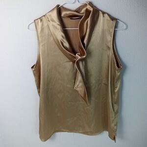 Karen Scott Gold Sleeveless Tie Front Blouse